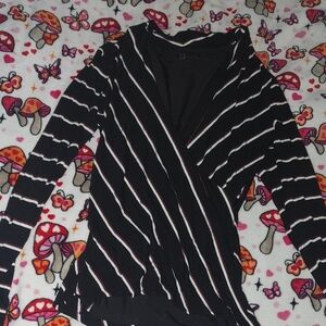 White House Black Market Black and White Striped Cardigan